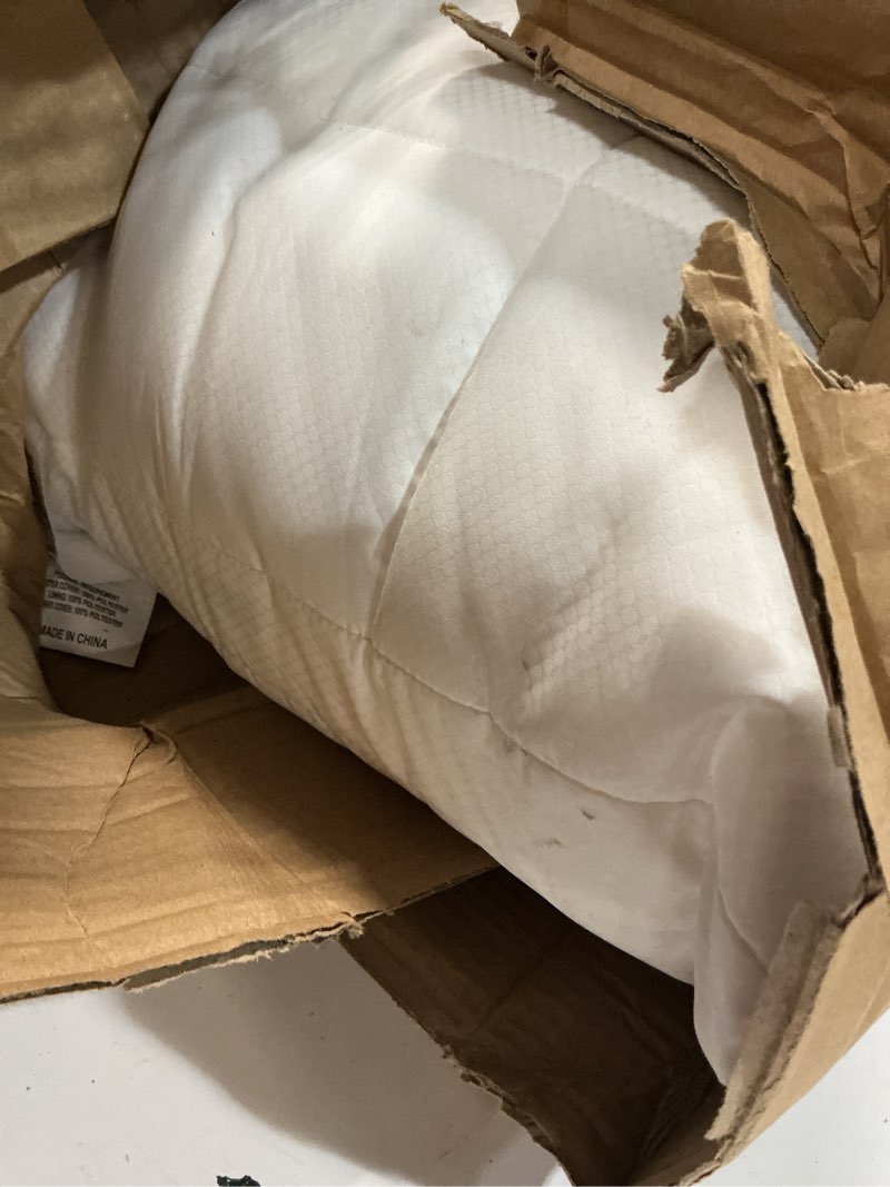 Condition photo showing As Is for nuzzle cooling adjustable pillow queen size for side sleepers, luxury bed pillow hotel collection - best adjust height soft firm pillow for back, stomach or side sleepers queen size (set of 1) white