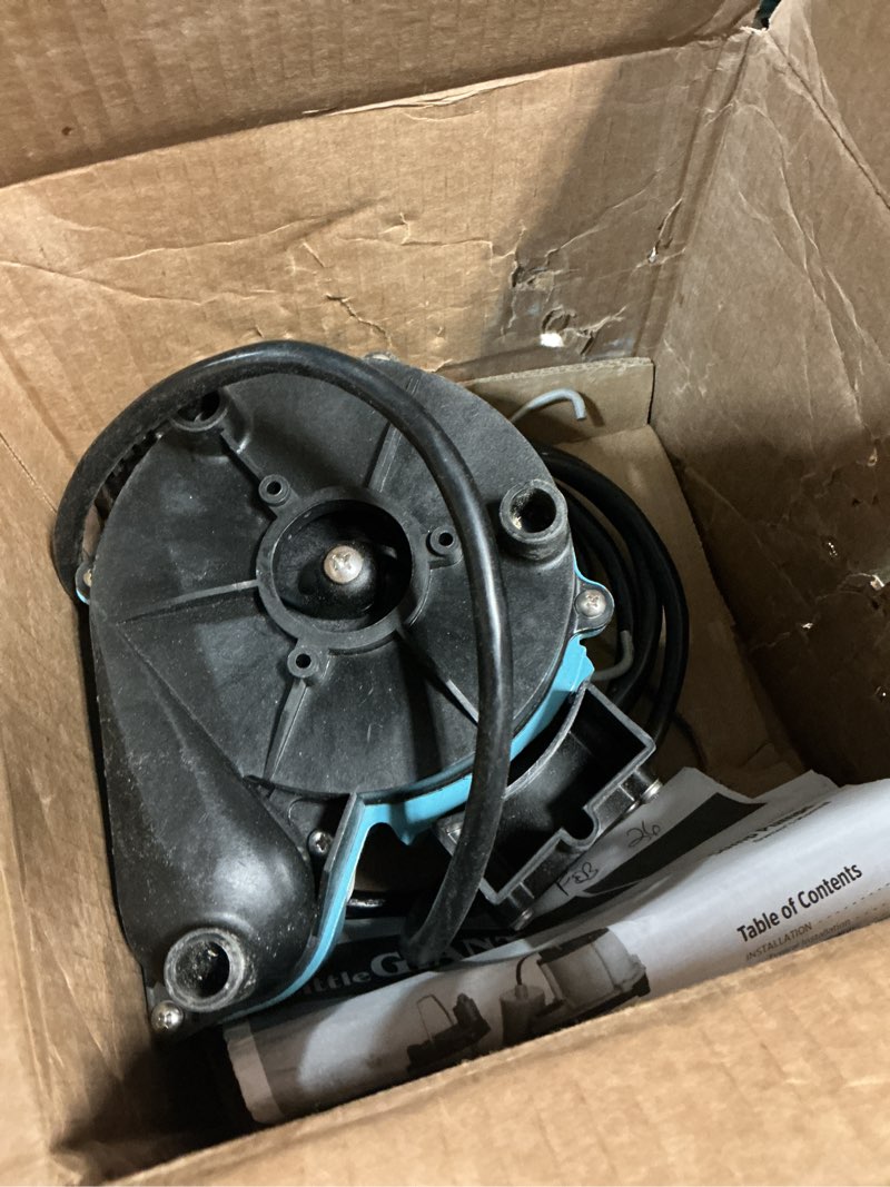 Condition photo showing As Is for Little Giant 6-CIA 115 Volt, 1/3 HP, 2760 GPH Cast Iron Automatic Submersible Sump Pump with Integral Diaphragm Switch for Sump Systems, 10-Ft. Cord, Blue, 506158