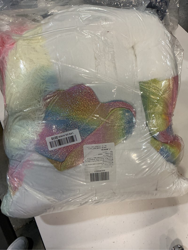 Condition photo showing Good Condition for ffxiong 44 inch giant unicorn stuffed animal pillow, cute soft big unicorn with rainbow wings large plush toy, gifts for girlfriend girls boys kids birthday valentines christmas white 44 inch