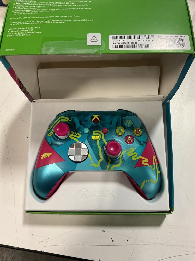 Condition photo showing Good Condition for xbox wireless gaming controller | forza horizon 6 limited edition | console, pc, & android | dynamic lighting effects | wireless, bluetooth, usb-c connectivity