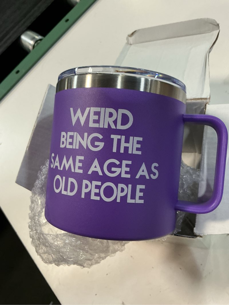 Condition photo showing New/Like New for birthday gifts for women friendship - purple gifts for women coffee mug tumbler 14oz sometimes you forget you're awesome unique gift idea for older women over 50, 60, inspirational cup for mom, her purple (14 ounce)