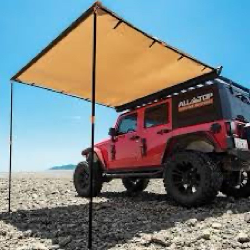 ALL-TOP Vehicle Awning 4.6'x6.6' Roof Rack Pull-Out Sun Shade UV50+, Weatherproof 4x4 Side Awning fo