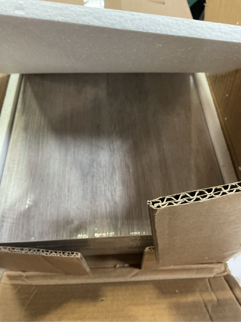 Condition photo showing Good Condition for 24 Inch Floating Shelves, 3D Textured Wood Grain, 24"x9.25"x1.5" Inch Deep Floating Shelves for Wall, Wooden Shelves for Bathroom, Bedroom, Living Room, Washed White, 2 Pieces Washed White 24"x9.25"-2pcs