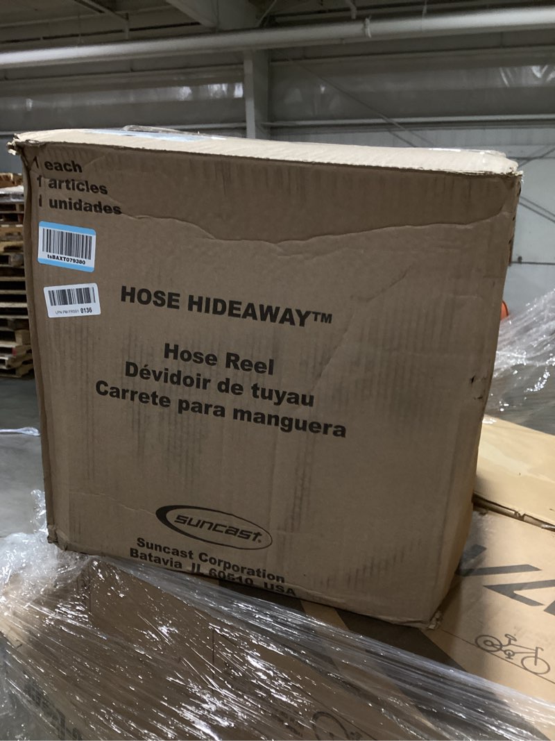 Condition photo showing Good Condition for suncast hose reel with smart trak hose guide, water-tight connection, durable resin construction, 225' hose capacity, brown, made in the usa