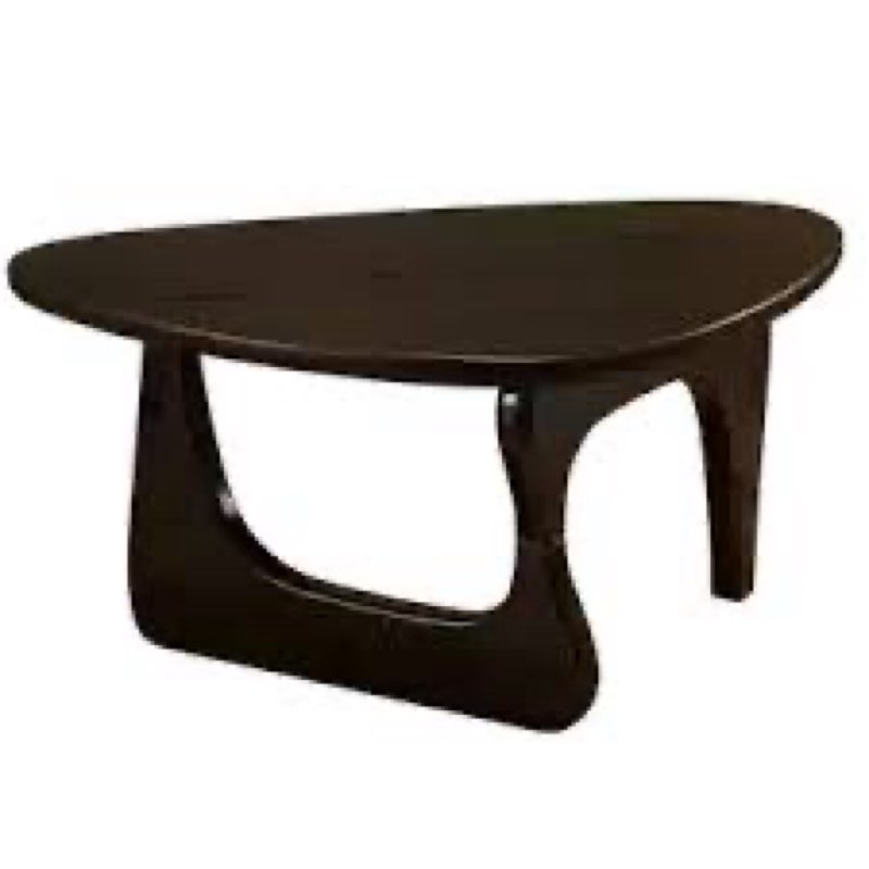 Triangular coffee table with wooden legs (color may vary)