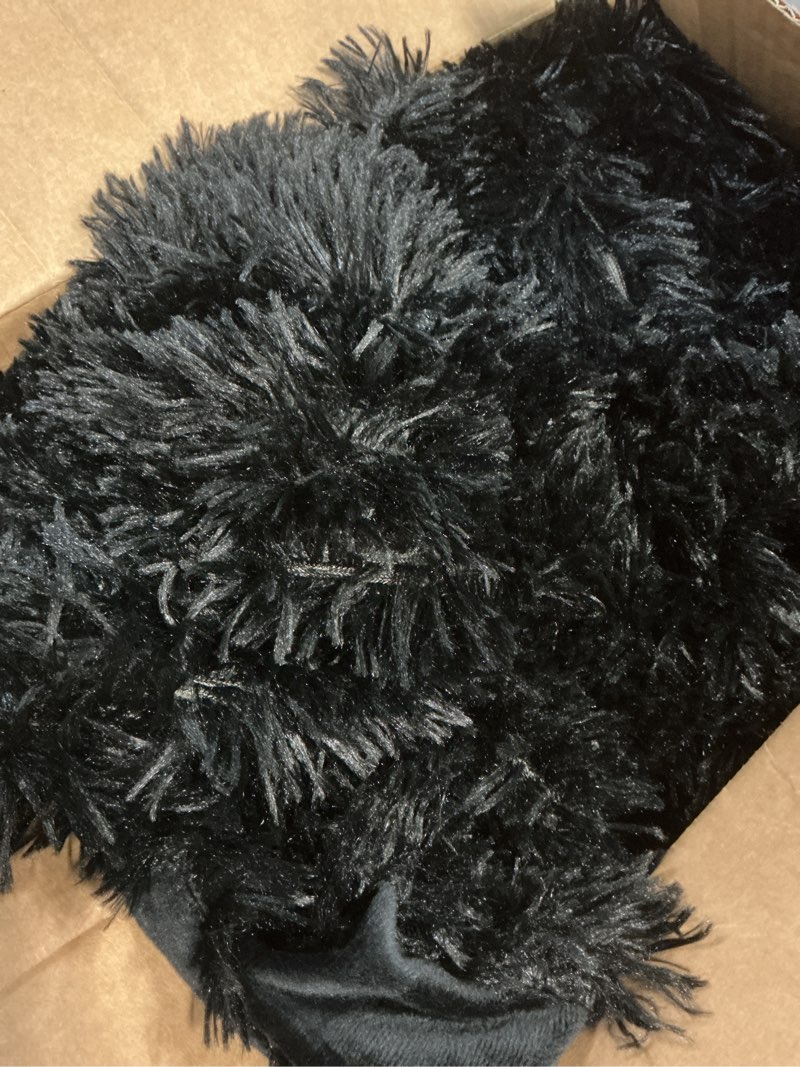 Condition photo showing Good Condition for Faux Fur Plush Black Comforter Set Fluffy Fuzzy Shaggy Bedding Set - 3PC