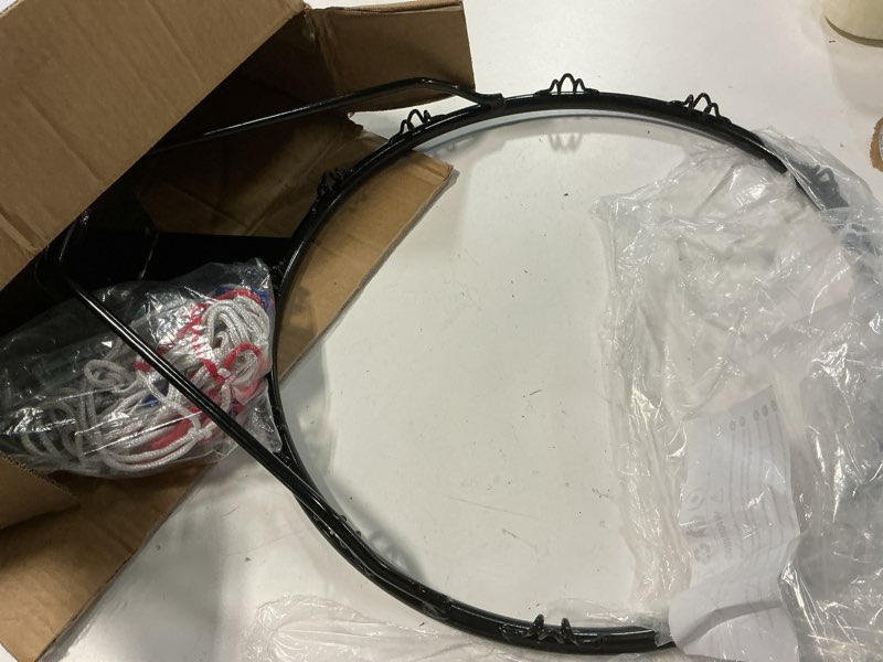 Condition photo showing Good Condition for dripex solid basketball rim 18" replacement breakaway wall mounted outdoor heavy duty solid steel 18 inch rim double spring with all weather net black