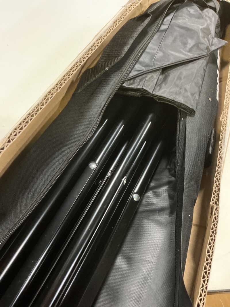 Condition photo showing As Is for EMART 10x10FT Backdrop Stand, Photo Studio Back Drop Adjustable Stand with 6 Backdrop Clamps,2 Sandbags and Carry Bag,Heavy Duty Background Support System Kit for Photography,Parties,Wedding,Video