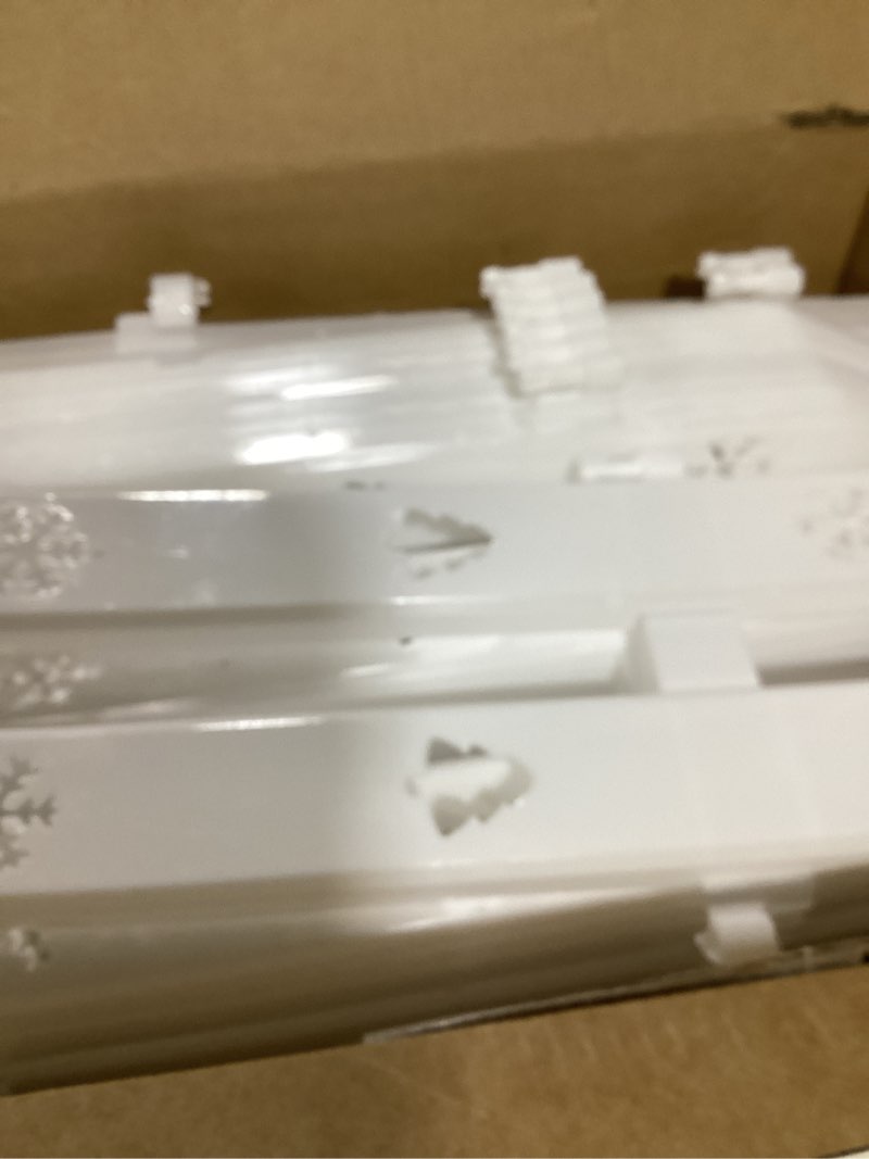 Condition photo showing Good Condition for anglechic 100 pcs white garden fence edging, 29.5ft total plastic picket fence border for flower beds, 12 inch decorative lawn edging landscape guard for yard path small animal & holiday decor white 100