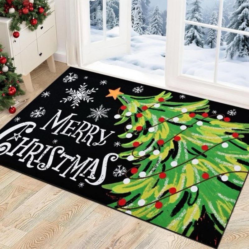 likiyol christmas doormat christmas tree door mat indoor entrance snowflake welcome mat non slip abs