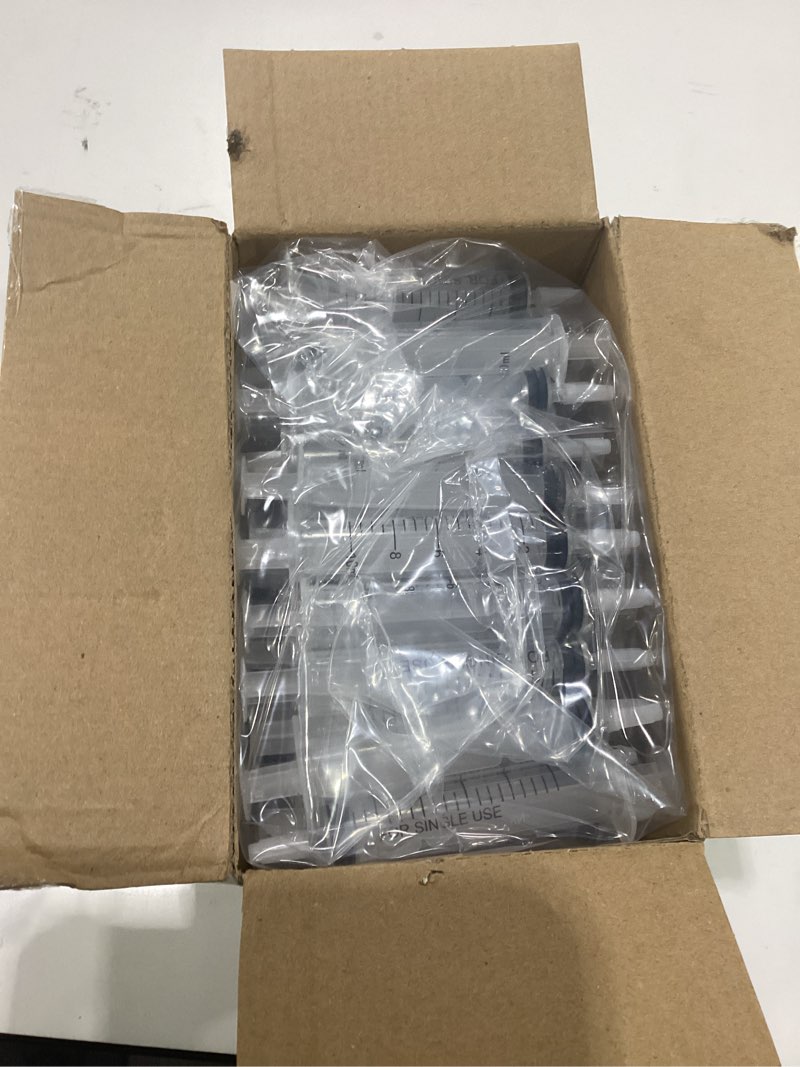 Condition photo showing New/Like New for jolly party 100 pack 10ml syringes plastic small measuring syringe with tip cap, oral syringe for scientific labs, feeding pets, measurement,refilling, no needle