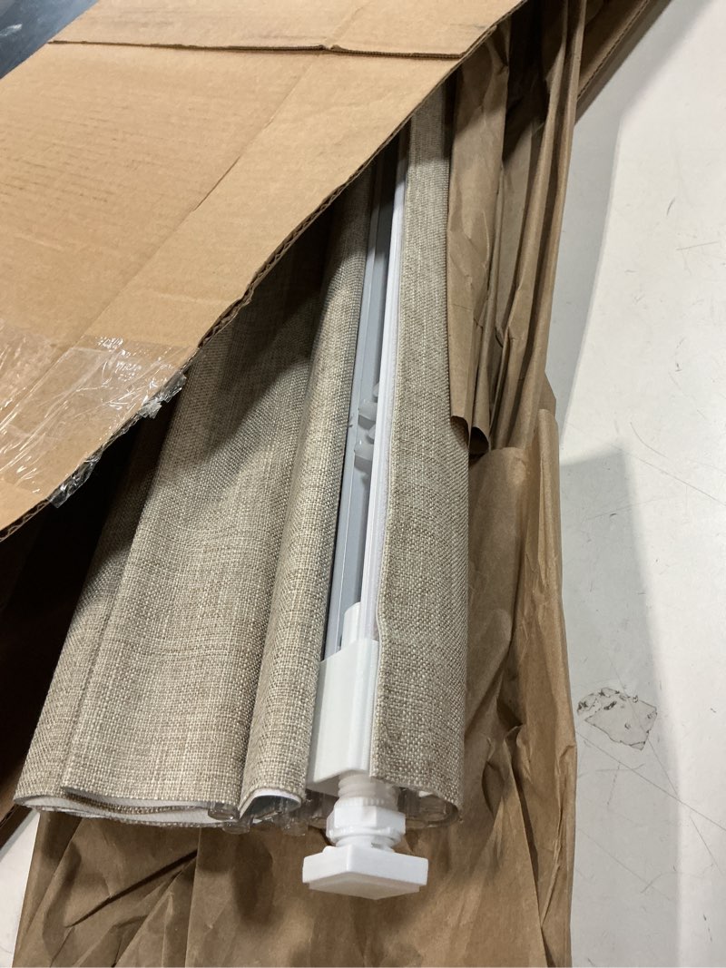 Condition photo showing As Is for LazBlinds No Tools No Drill Cordless Roman Shades for Windows, Blackout Thermal Insulated UV Blocking Window Blinds, Lightweight Fabric Blinds for Indoor Windows, 34" W x 72" H, Blackout - Beige Beige 34" W x 72" H