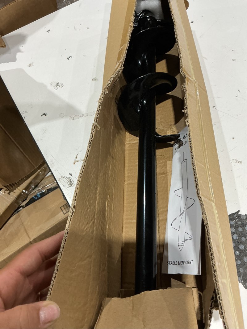 Condition photo showing Good Condition for auger drill bit for planting - 4"x24" heavy-duty auger post hole digger for fence- 1/2" hex drive drill