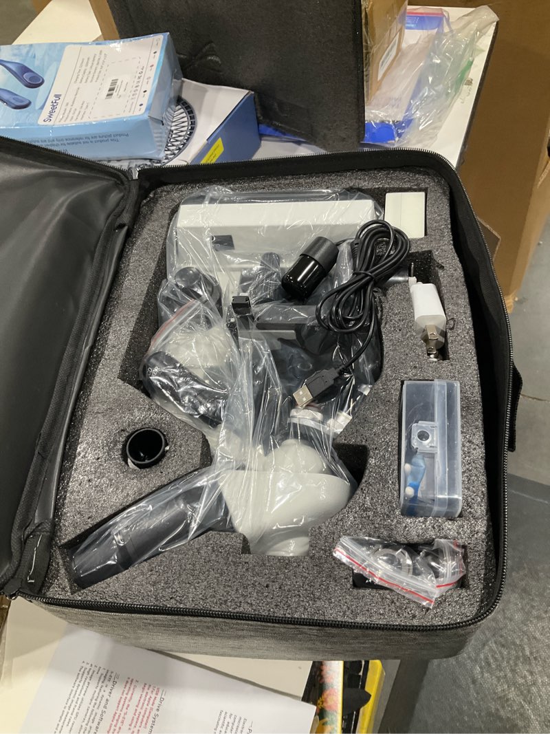 Condition photo showing Good Condition for trinocular microscope 40x-5000x magnification laboratory grade with dual mechanical stage and hd usb camera microscopes for adults?adult trinocular microscope with electronic eyepiece? white