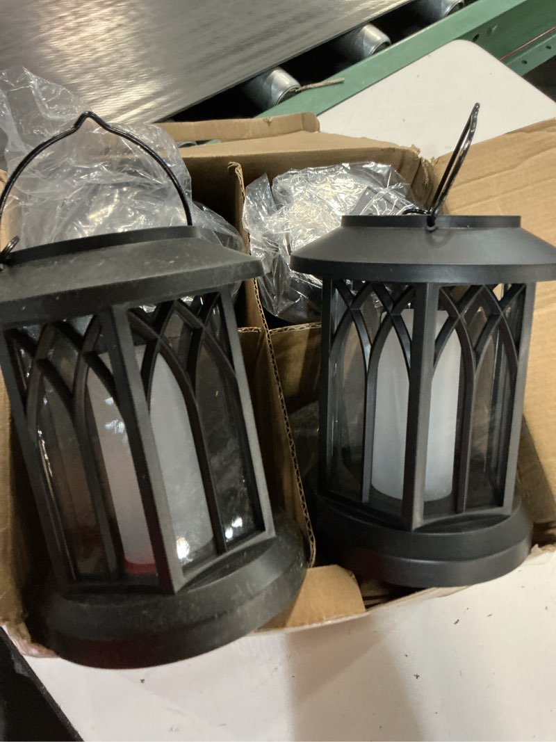 Condition photo showing Good Condition for kooper 4 pack solar lantern outdoor lights, upgraded flickering flame solar lanterns lights outdoor waterproof, hanging lantern decorative, solar powered lanterns for yard patio path tree garden decor