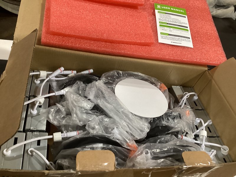 Condition photo showing Good Condition for black 24 pack smart recessed lighting 4 inch rgbcw color changing 12w led downlight with junction box,1080 lumen recessed ceiling light compatible with alexa,dimmable by bluetooth control 4in 24pack 24pack black shell-rgb&5cct
