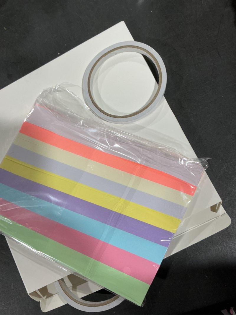 Condition photo showing New/Like New for Lincia 600 Sheet Paper Chain Garland Strips 1x8 Inch with Double Sided Tape, DIY Construction Paper Chains for St. Patrick's Day, Easter, Spring Party Decorations, Crafts Supplies (Macaron) Macaron 600