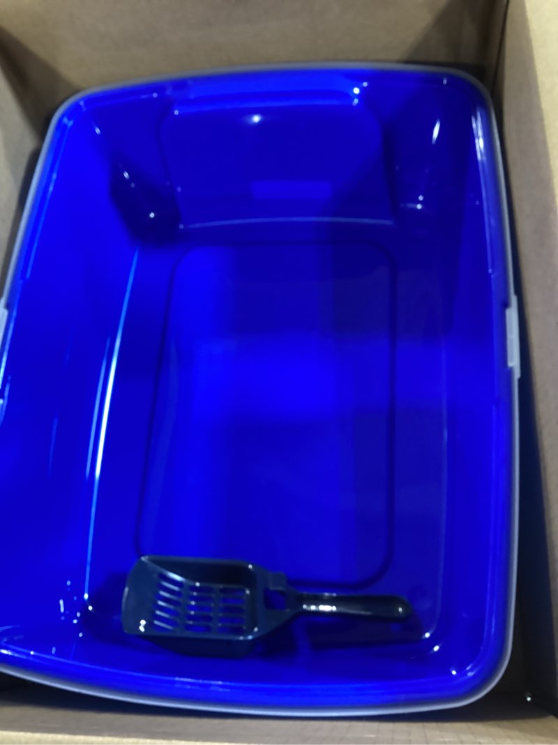 Condition photo showing Good Condition for iris usa large open top cat litter box with high sided walls tall scatter shield scoop included easy clean plastic pan stain resistant for big cats kittens indoor multi-cat households open top blue
