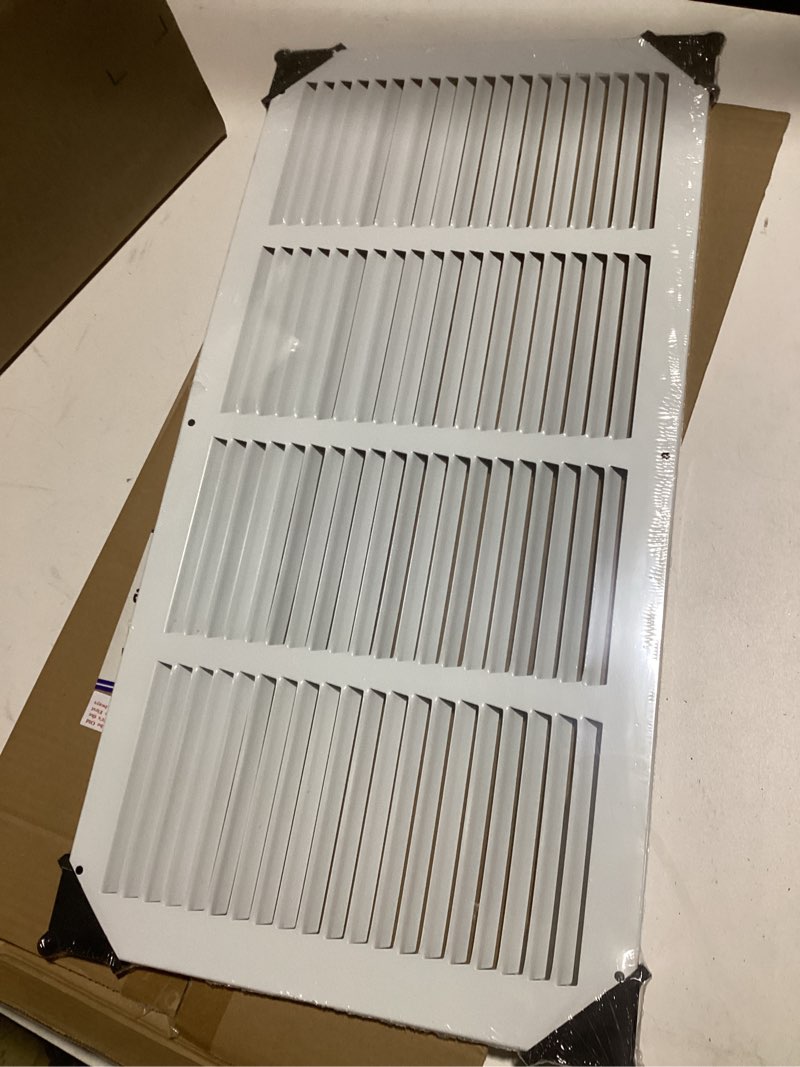 Condition photo showing New/Like New for Fits 22x10 Duct Opening | Steel Return Air Grille by Handua | Vent Cover Grill for Sidewall and Ceiling | White | HVAC Cold Air Intake Grille | Outer Dimensions: 23.75"W X 11.75" 1 22"W x 10"H [Duct Opening]