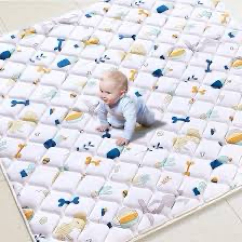 Odorless Premium Foam Baby Play Mat 79" x 71", Soft Microfiber Fabric Crawling Mat for Floor- Comfor