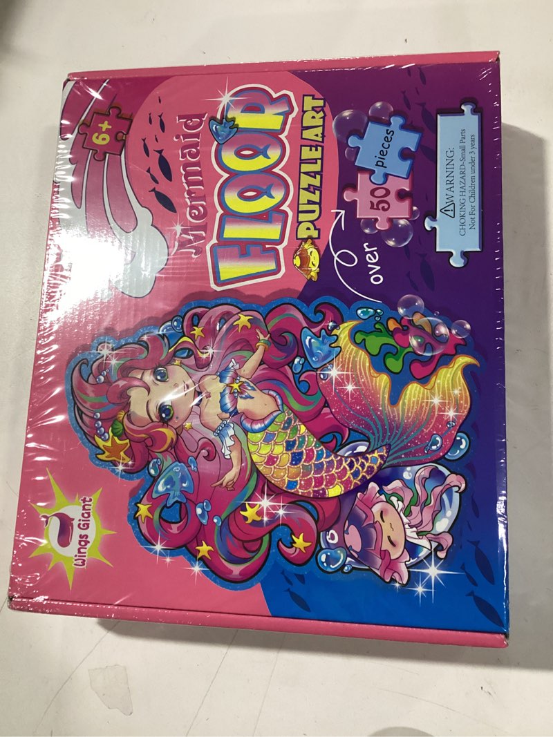 Condition photo showing New/Like New for Jumbo Mermaid Floor Puzzle for Kids Ages 6-8 Year Old, Large Toddler Puzzle for Girls Ages 6 7 8 Year Old, Mermaid Girl Gift and Educational Toy for Birthday and Christmas