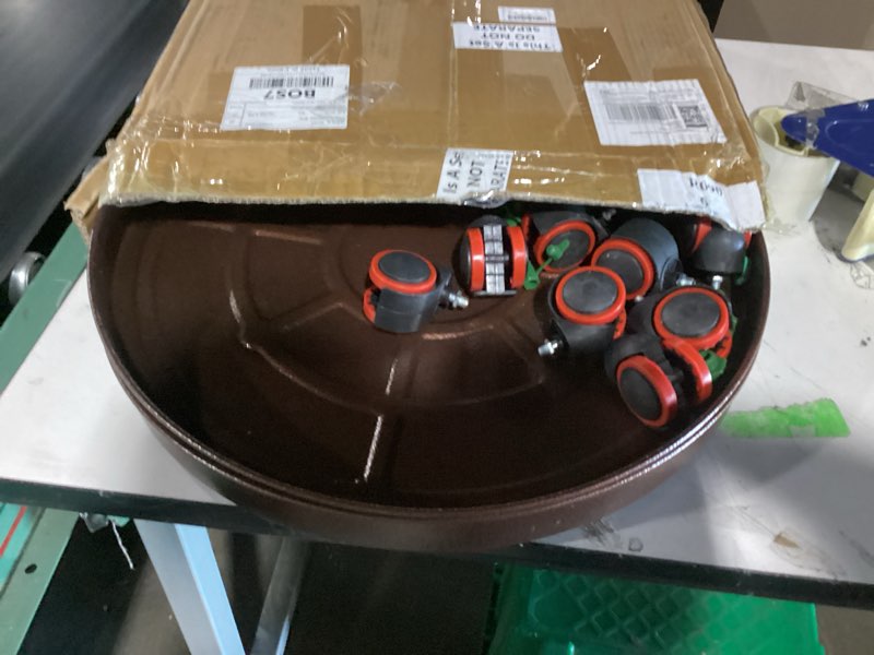 Condition photo showing Good Condition for 2 pack 20 inch plant stand with lockable wheels heavy duty metal caddy with drain hole round rolling planter large flower pot dolly for indoor outdoor