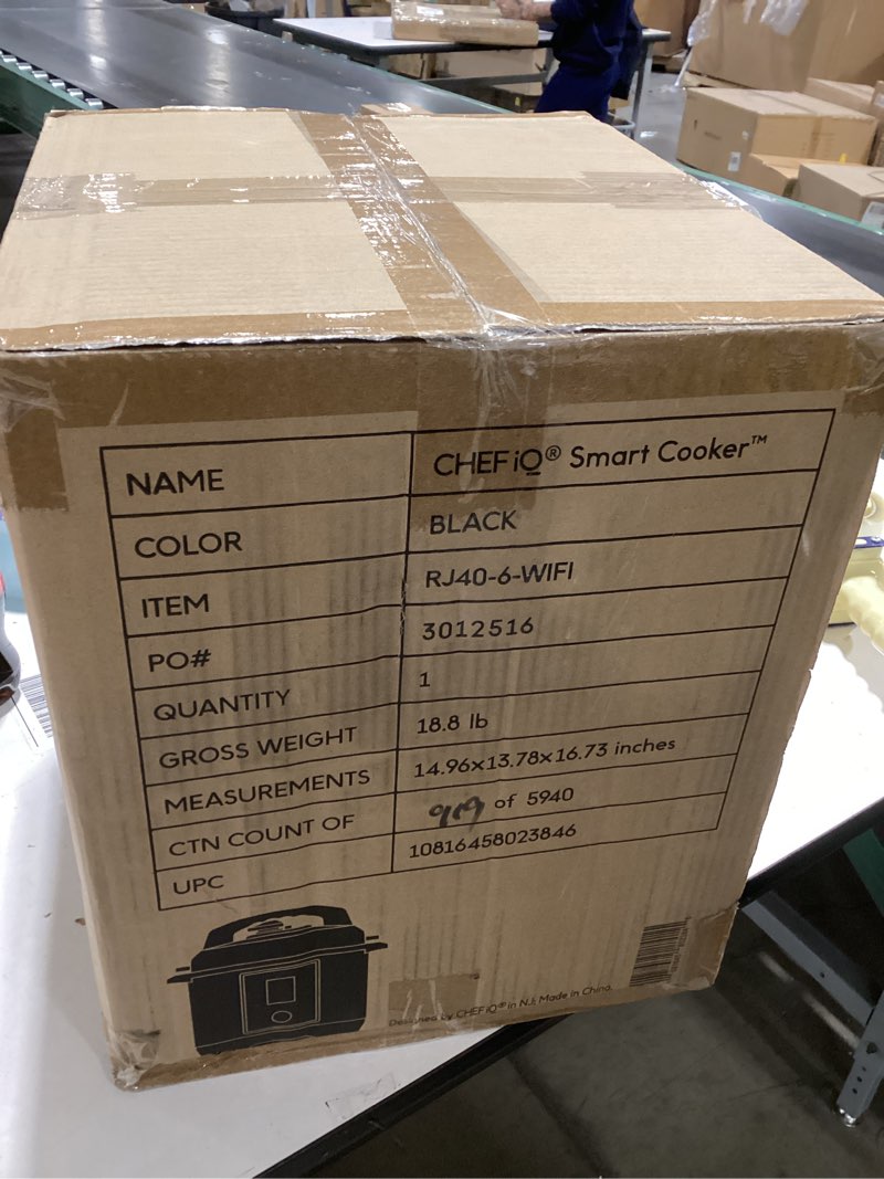 Condition photo showing New/Like New for CHEF iQ Smart Pressure Cooker with WiFi and Built-in Scale - Easy-to-Use 10-in-1 Multicooker with 500+ Guided Recipes - Rice Cooker, Slow Cooker, Instant Meals for Foodies - 6 Quart - Family Size iQ Cooker