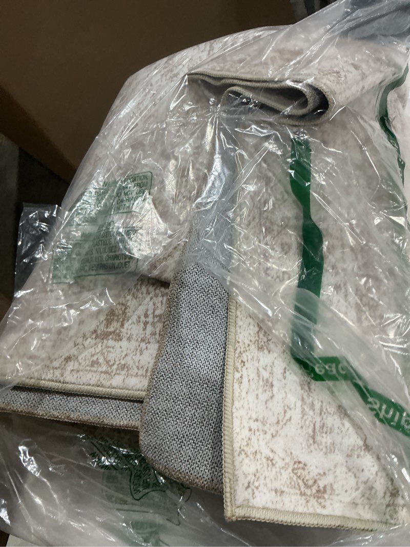 Condition photo showing Good Condition for Area RugWashable Rug, Vintage Boho Medallion Rugs Non-Slip Soft Low Pile Large Distressed Rug Indoor Retro Carpet for Living Room Bedroom Dining Room Home Office (Beige, 8'x10') Beige 8' x 10' (Rectangular)