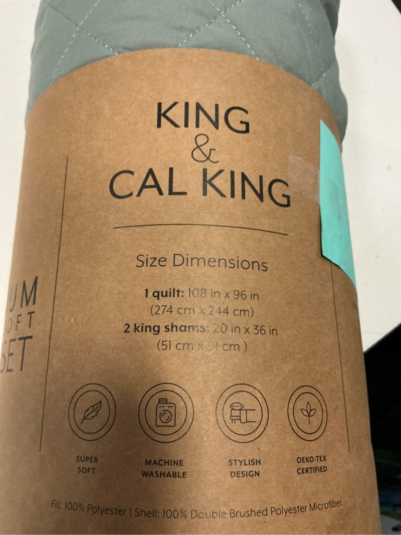Condition photo showing New/Like New for (king-cal king)all season 3-pcs diamond stitch microfiber quilt set with shams