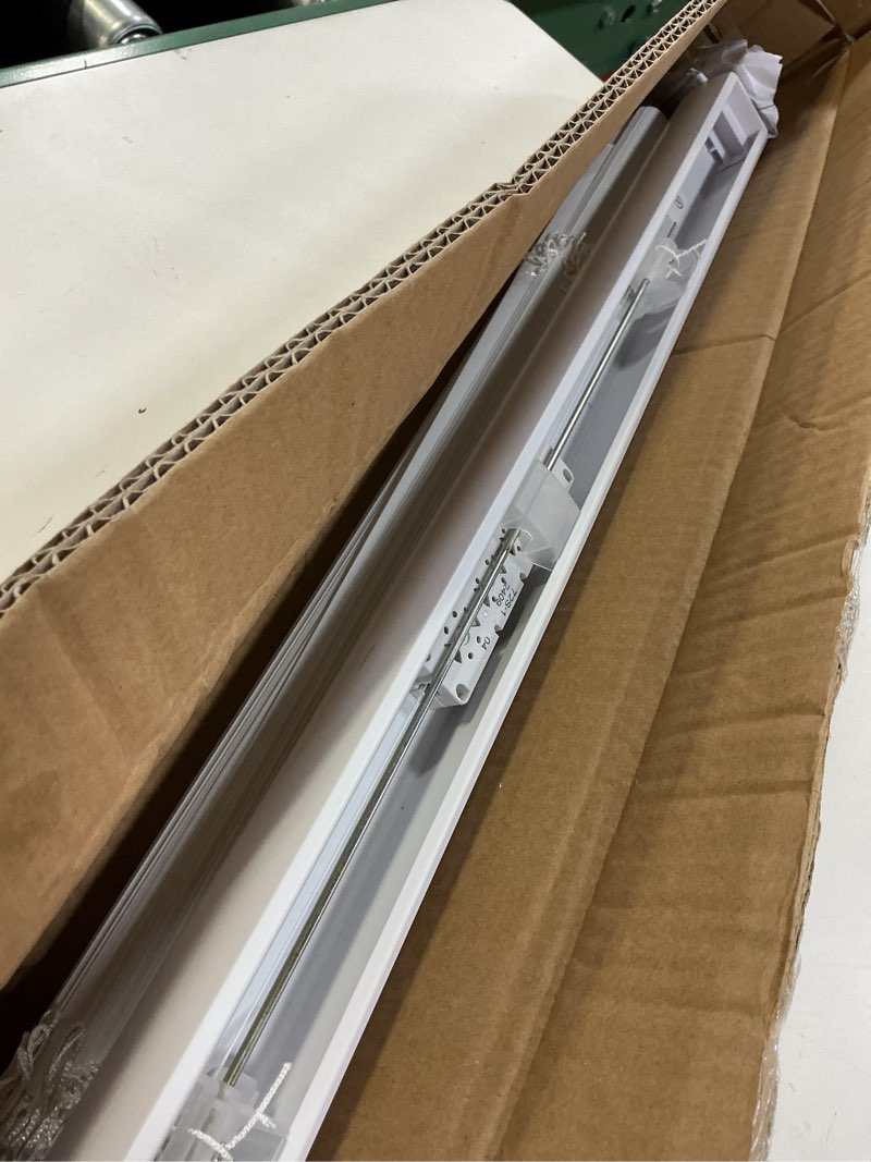 Condition photo showing Good Condition for calyx interiors cordless white 1” light filtering mini blinds 26.5 w x 60 h window blinds for home  vinyl horizontal blinds for indoor windows