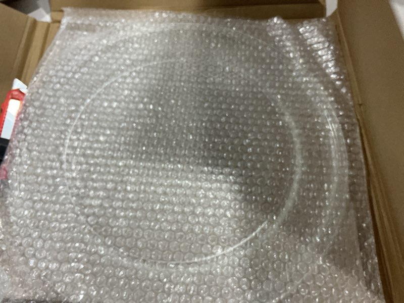 Condition photo showing As Is for 16" Microwave Glass Turntable Plate, 16" / 40.6cm Microwave Tray Replacement Glass Plate, Glass Tray Replacement for LG, GE, Magic Chef, Hotpoint, Panasonic, Kenmore, etc