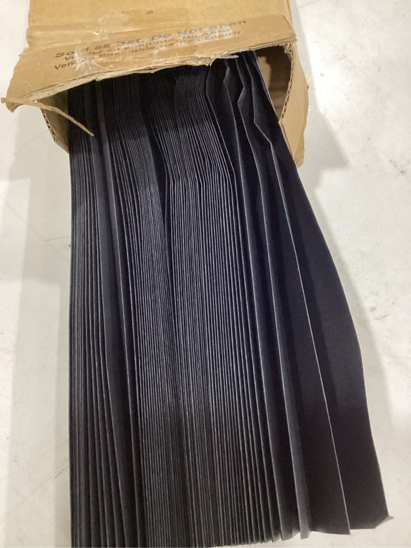 Condition photo showing New/Like New for redi shade no tools original blackout pleated paper shade black, 36" w x 72" l, 6 pack 36"w x 72"h