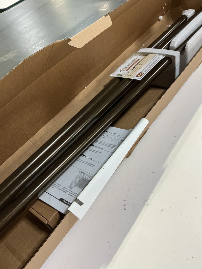 Condition photo showing Good Condition for kamanina 1 inch double curtain rods 72 to 144 inches (6-12 feet) telescoping heavy duty drapery rod for windows 66 to 120, netted texture finials, antique bronze antique bronze 72-144"
