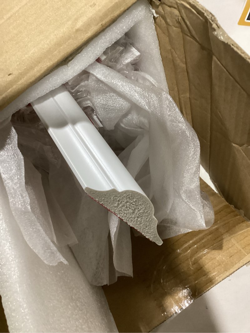 Condition photo showing As Is for Pre-Cut Peel and Stick Wall Molding Kit Wainscoting Trim- Self Adhesive Premade Accent Panel Chair Rail for Interior Moulding Home Decor Accent Wall Set of 6 pcs - 3 Top 3 Bottom, Ready to Assemble White (54×24+24×24),Set of 3