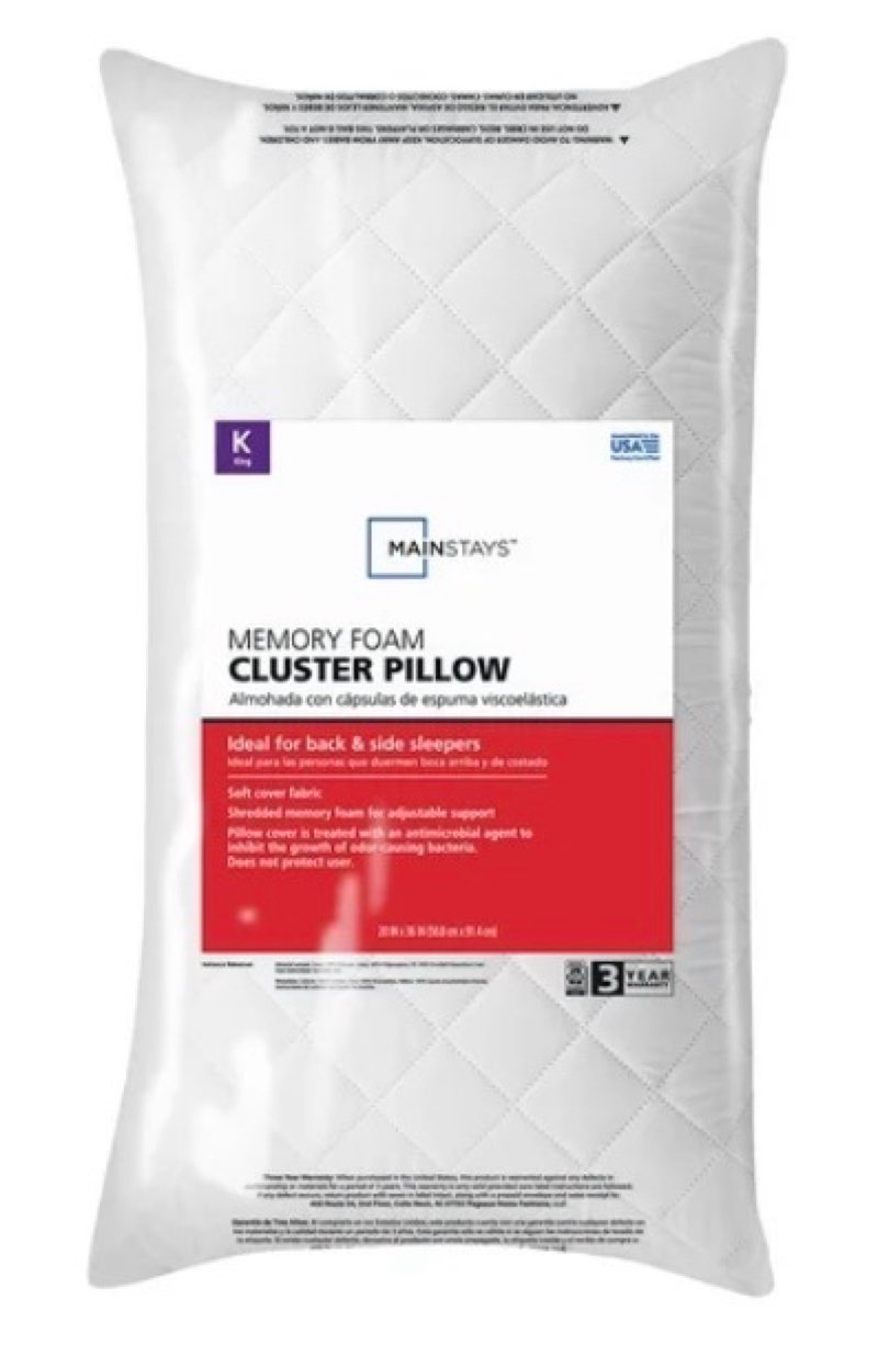 mainstays brushed microfiber foam cluster king bed pillow - antimicrobial