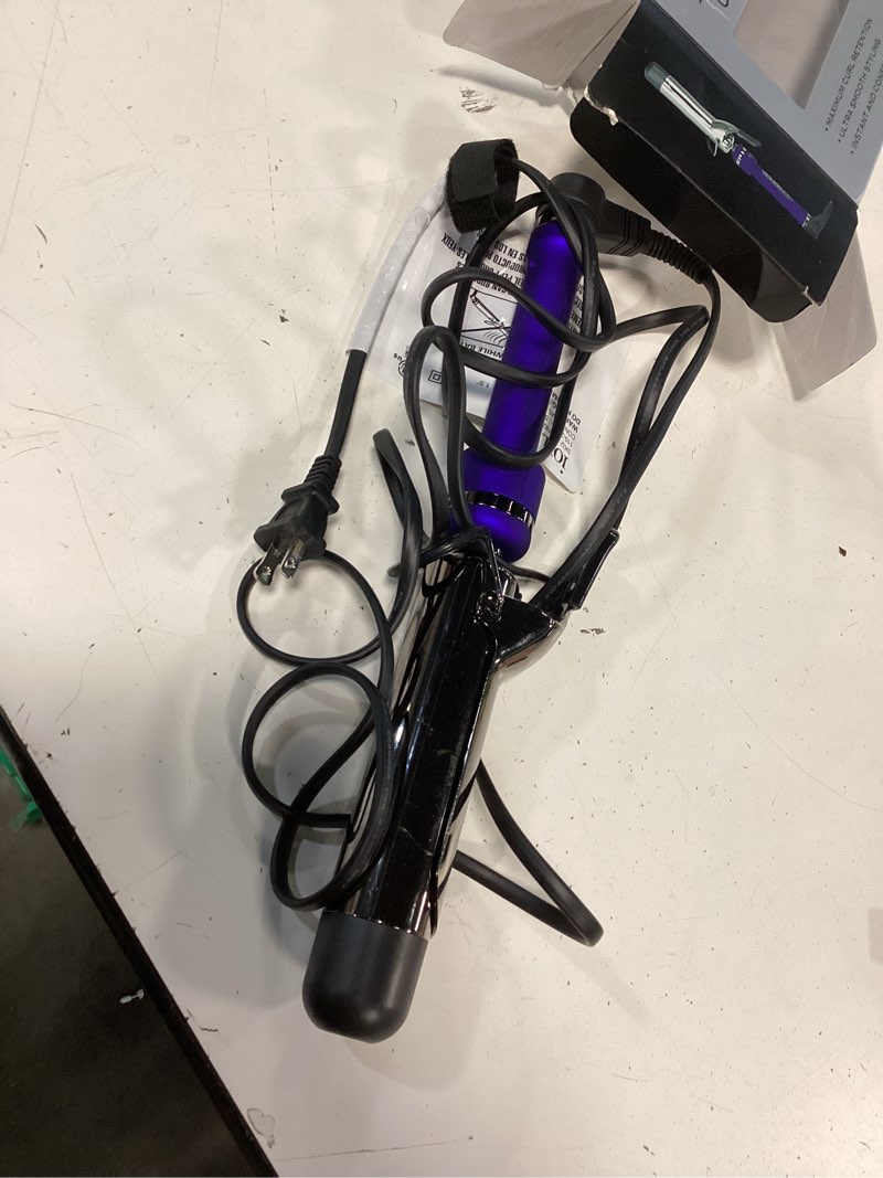 Condition photo showing As Is for ion titanium pro curling iron, 11/2 inch, heats up to 450°f, maximum curl retention, dual voltage 1 1/2 inch