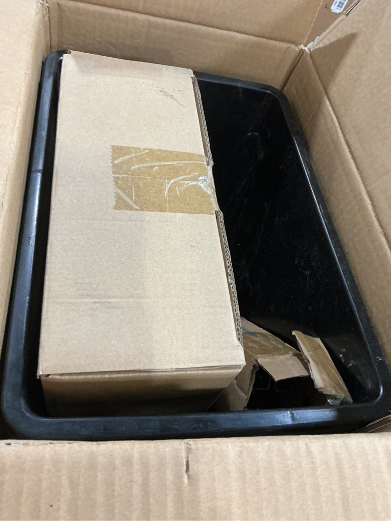 Condition photo showing As Is for YJHome Pull Out Trash Can Under Cabinet with 31Qt 8Gal Garbage, Under Sink Trash Can with Soft-Close Slides, Cabinet Trash Can Pull Out Kit with Door Mounting Kit for Minimum Opening 12" W Single Black 8 Gal Trash Can