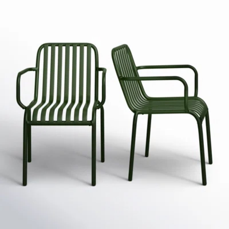 Kapri Powder Coated Aluminum Outdoor Stacking Dining Armchair (Set of 2)