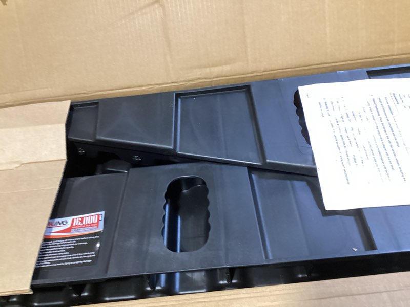 Condition photo showing Good Condition for towking car ramps for oil changes and lift, portable low profile car ramps for garage, heavy duty tire ramps for low chassis cars and support jack, 2pcs