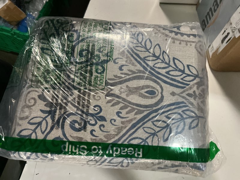Condition photo showing Good Condition for vangao vintage damask blue curtains 84 inch long blackout curtains linen textured floral paisley medallion print for bedroom living room darkening drapes window treatment 2 panels navy on beige 52"w x 84"l (pack of 2) damask blue on beige