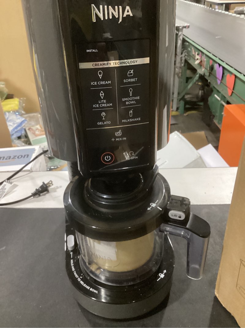 Condition photo showing Good Condition for ninja creami, ice cream maker, ice cream, gelato, sorbet,milkshakes, mix-ins, smoothie bowls & more, 7-in-1, ice cream pints, pint lid, healthy ice cream, compact, perfect for kids, black, nc299amz