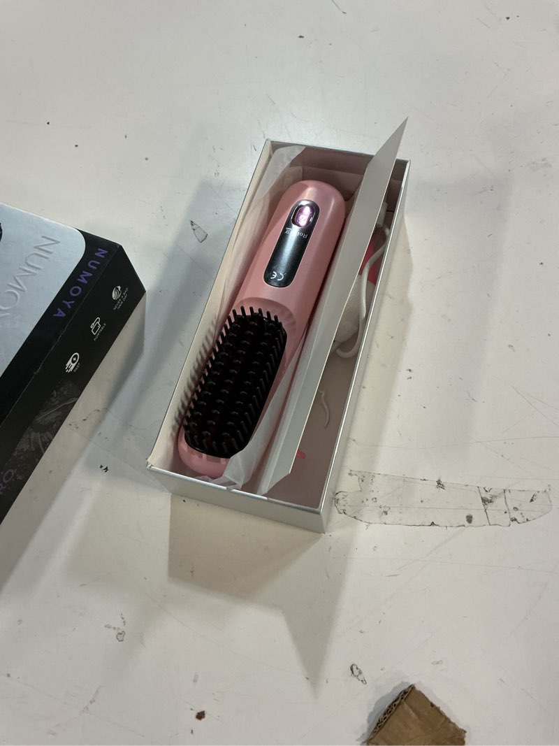 Condition photo showing Good Condition for numoya go brush pro 2026 upgrade portable cordless hair straightener brush for women (pink)