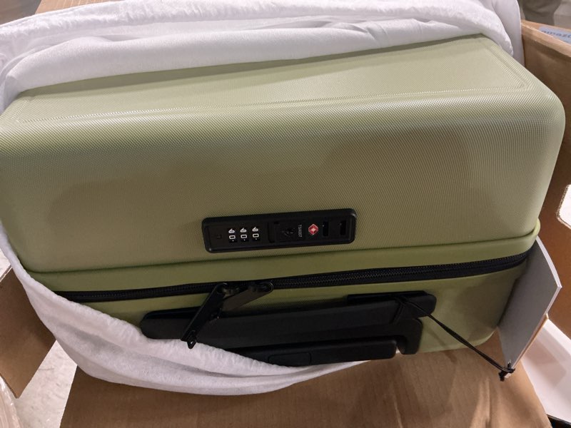 Condition photo showing Good Condition for level8 carry on luggage airline approved with spinner wheels, lightweight luminous textured travel bags for women men, tsa lock cabin suitcase, 20 inch, pickle green pickle green carry-on 20 inch