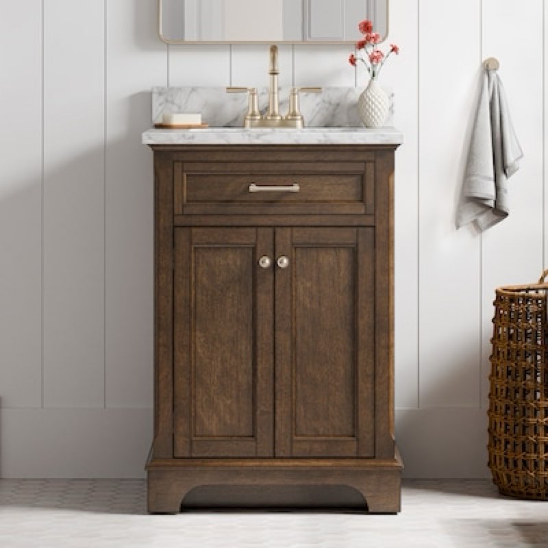 allen + roth roveland 24-in deep walnut undermount single sink bathroom vanity 