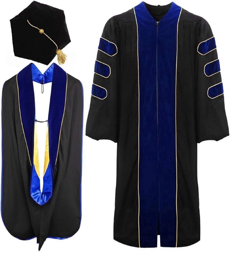 deluxe doctoral graduation gown hood and tam 6sided package
