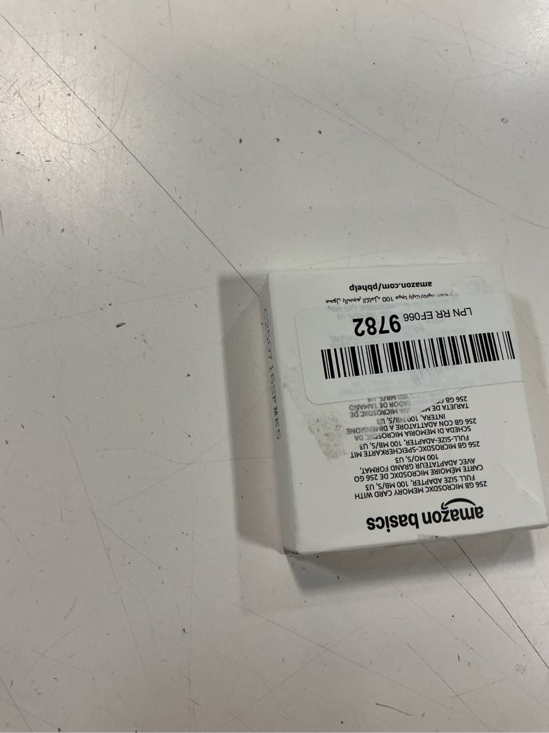 Condition photo showing New/Like New for amazon basics micro sdxc memory card with full size adapter, a2, u3, read speed up to 100 mb/s, 256 gb, black 256gb