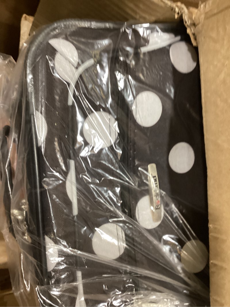 Condition photo showing Good Condition for rockland polka softside upright luggage set, expandable, lightweight, black dot, 4-piece (14/19/24/28) 4 piece (28"/24"/19"/14" tote) black dot