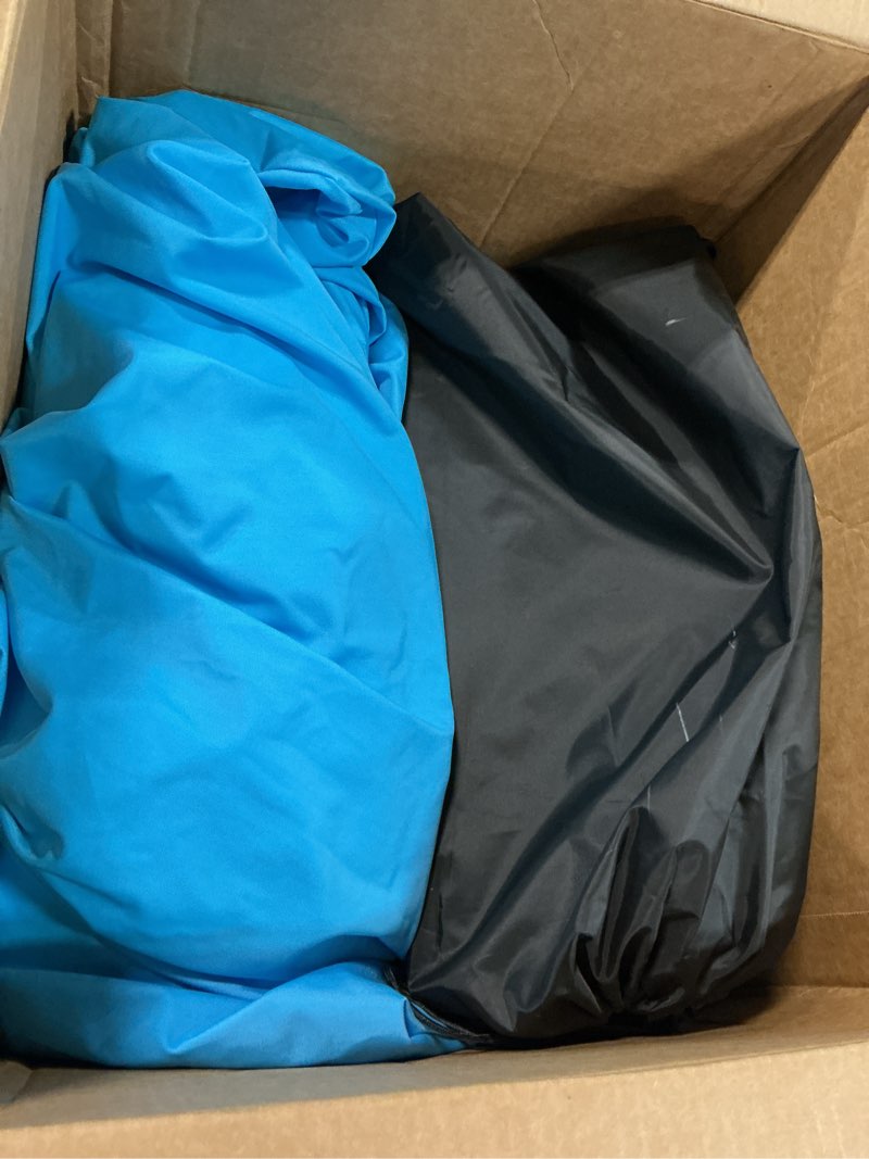 Condition photo showing As Is for rengue beach tent, beach canopy upf50+ uv protection, 10x10ft beach shade sun shelter with 8 sandbags, sand shovels, ground pegs, stability poles for camping, fishing, picnics, backyard fun, sky blue