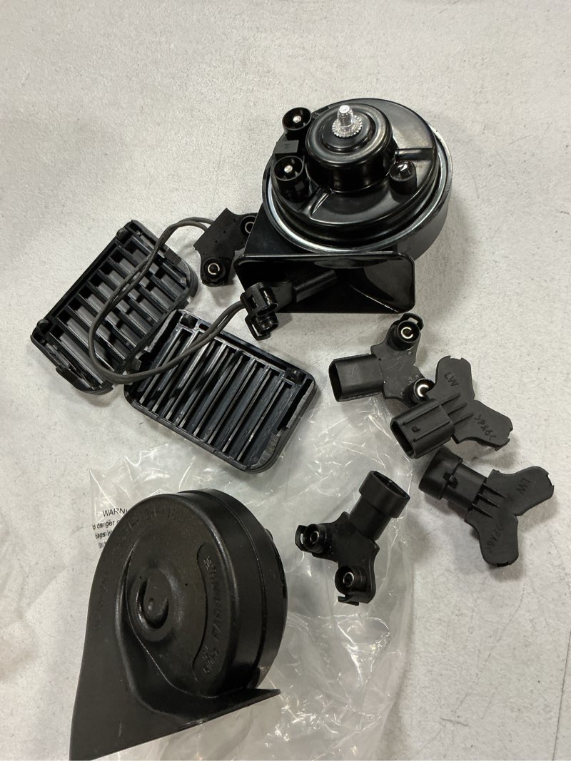 Condition photo showing Good Condition for car horn compatible with chevrolet, special horns for chevy/buick/gm | with 3 pairs of special wring adapters, compatible with chevy/buick/gm/ford, 12v 125db, waterproof black with plugs for chevrolet/buick/ford 12v replacement for chevrolet/buick/ford
