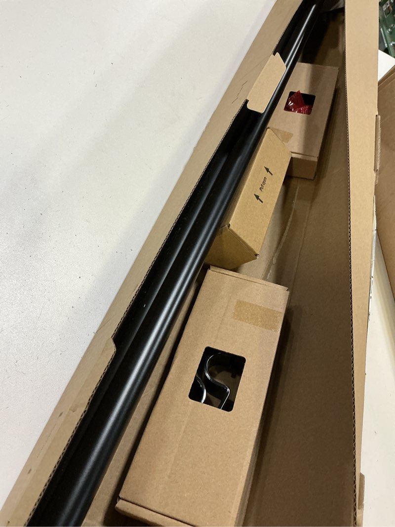 Condition photo showing Good Condition for double curtain rod 66 to 120 inch, hotozon 1 inch heavy duty double curtain rods for windows 54 to 116 inches(4.5-9.6 ft), telescoping drapery rod with simple end finials, black black 66-120"